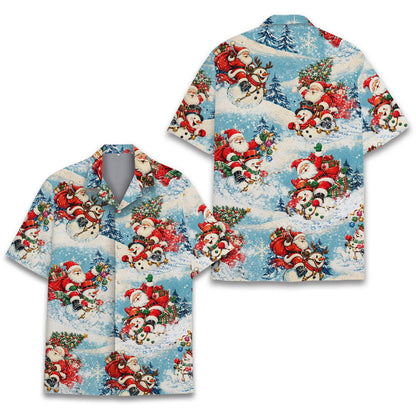 Another front view of the festive Christmas hawaiian shirt
