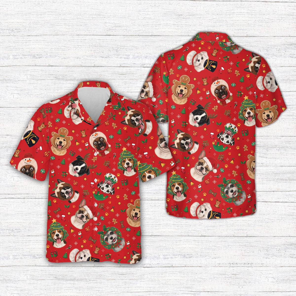 Another front view of the multicolor christmas hawaiian shirt