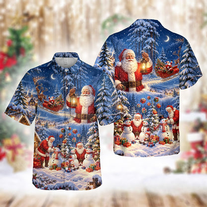 Another front angle of the matching family hawaiian shirt