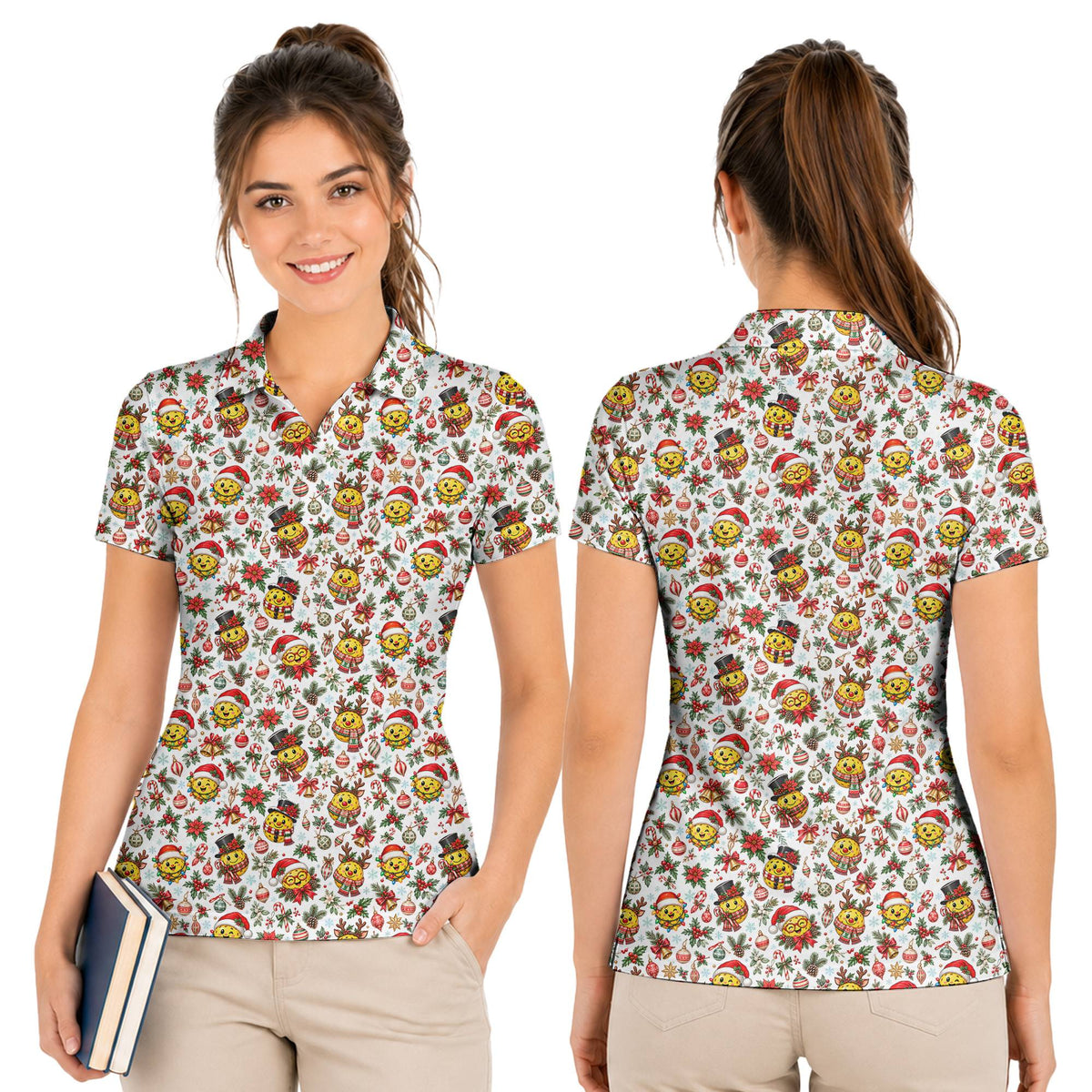 Front angle view of the christmas hawaiian shirt for families