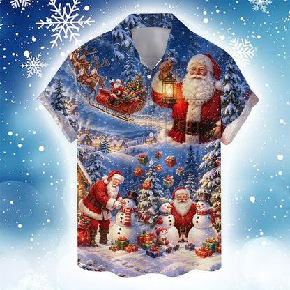 Front styling of the holiday hawaiian shirt