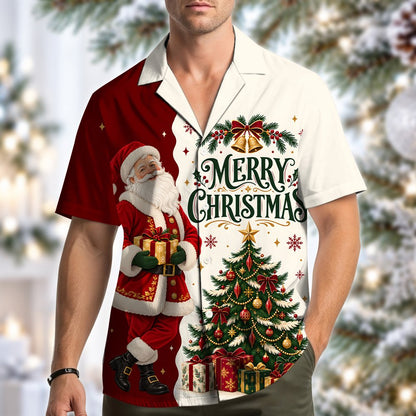 Detailed look at the holiday graphic on the red side of the matching shirt
