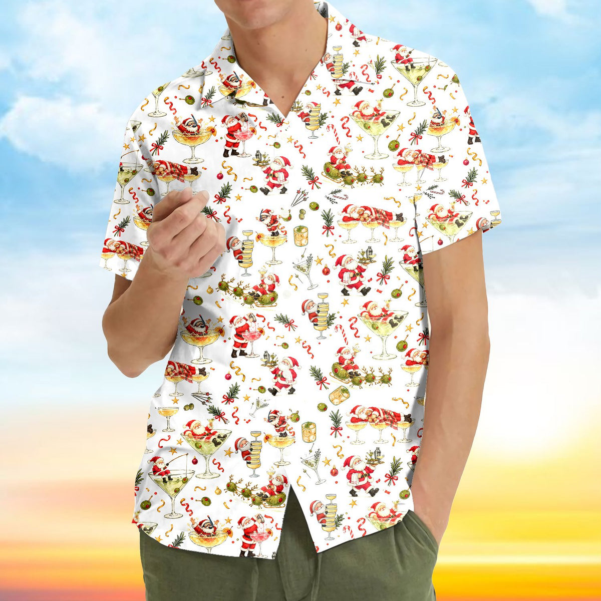 Additional front view of the matching family hawaiian shirt