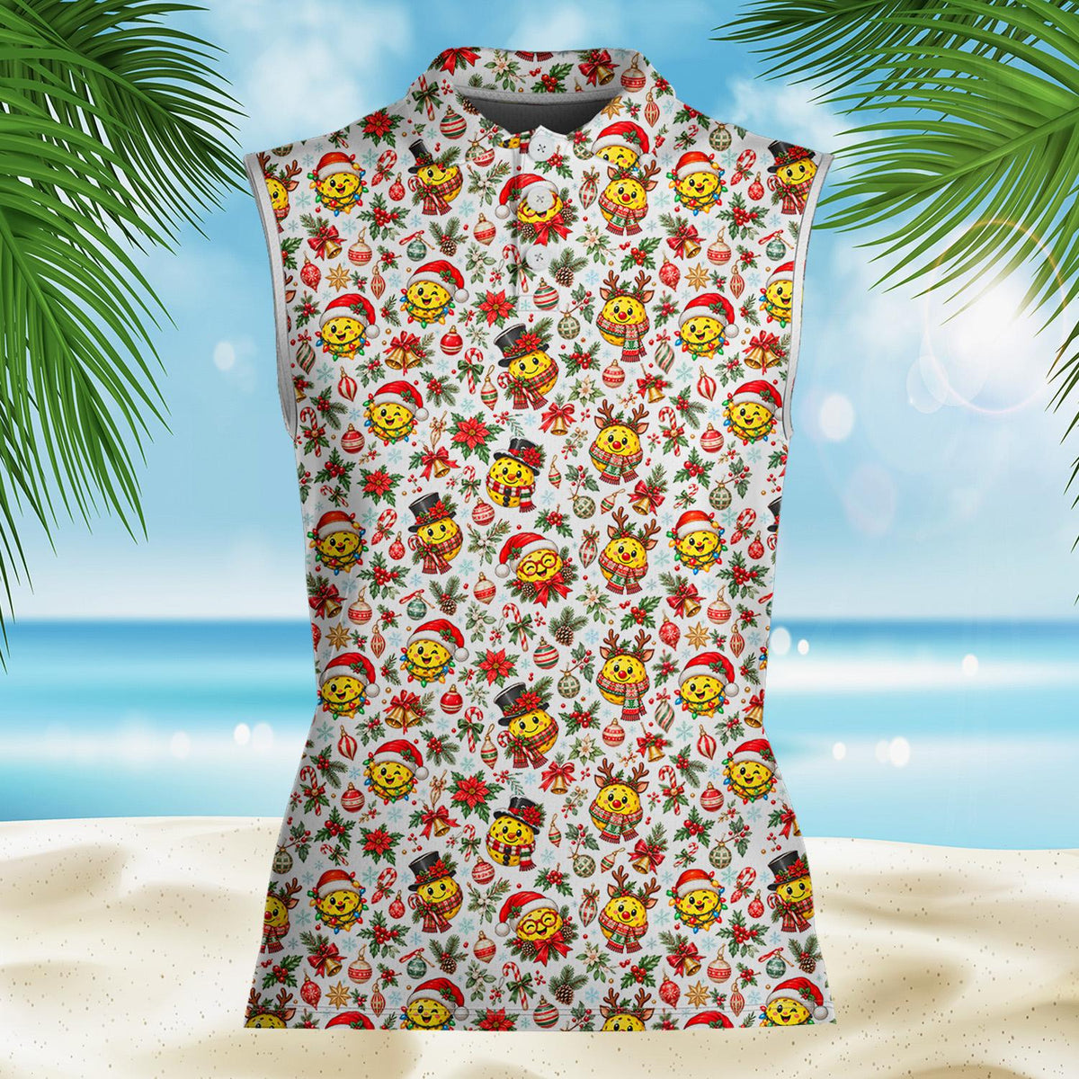 Additional front view of the matching holiday hawaiian shirt