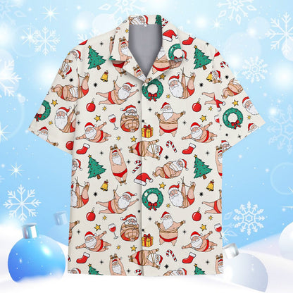 Naughty Santa christmas hawaiian shirt, front view