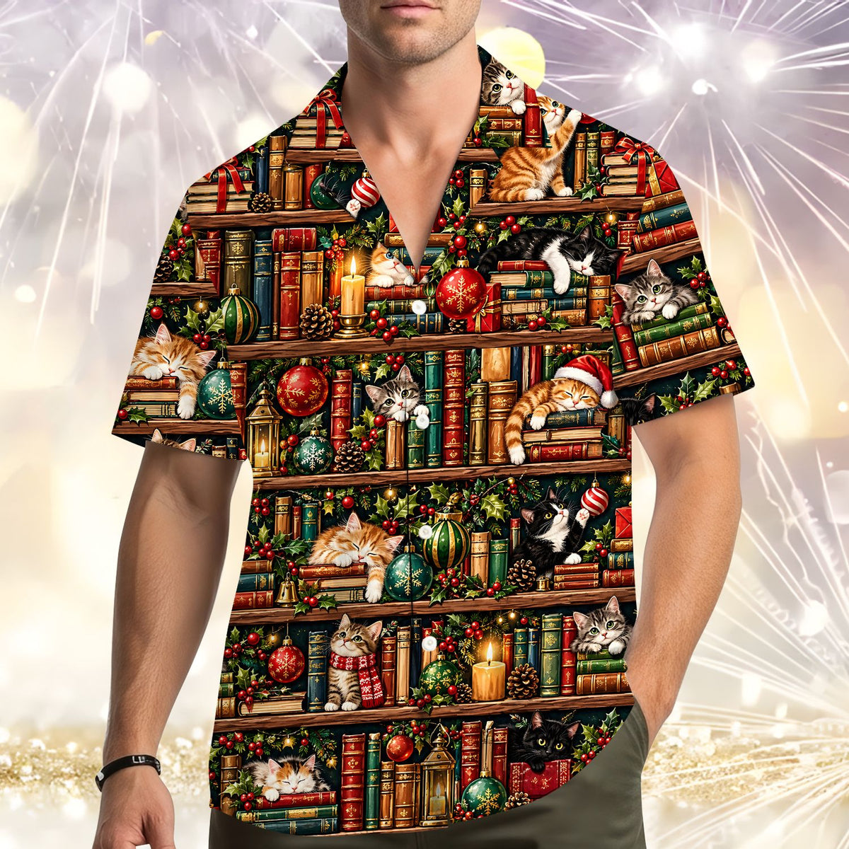 Lifestyle image showing the vibrant multicolor holiday design in a natural setting