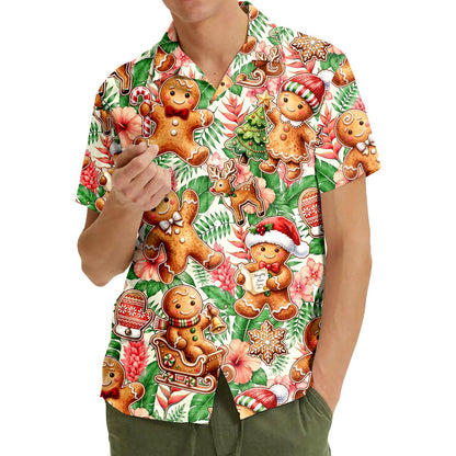 Third lifestyle view showing the holiday hawaiian shirt in action