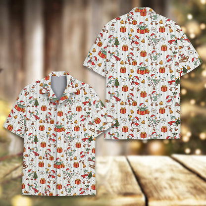 Third lifestyle view of the festive duck holiday shirt