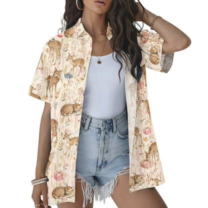 Third lifestyle view of the matching family hawaiian shirt