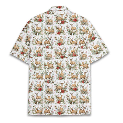Lifestyle shot of the Christmas hawaiian shirt in a festive setting