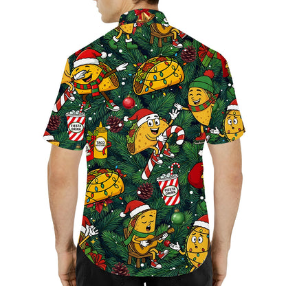 Third lifestyle view showing the holiday hawaiian shirt design