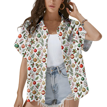 Third lifestyle shot highlighting the vibrant red and green holiday pattern