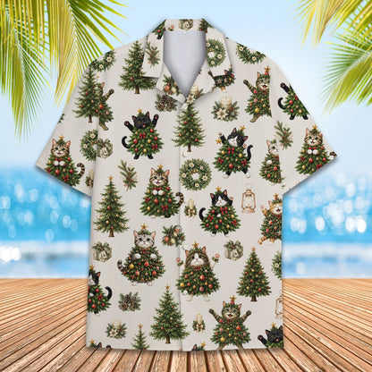 Another lifestyle shot of the festive Christmas hawaiian shirt