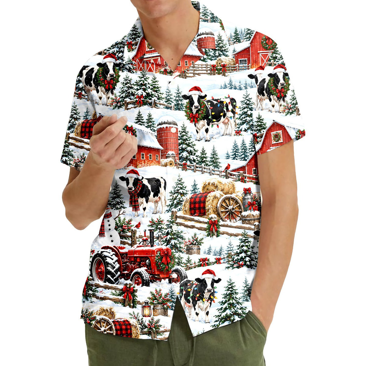 Third lifestyle view highlighting the comfortable fit of the matching family hawaiian shirts