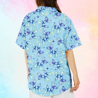 Alternate lifestyle view of the light blue balloon dog christmas hawaiian shirt