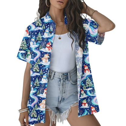 Lifestyle photo featuring the matching family Hawaiian shirt for the holidays