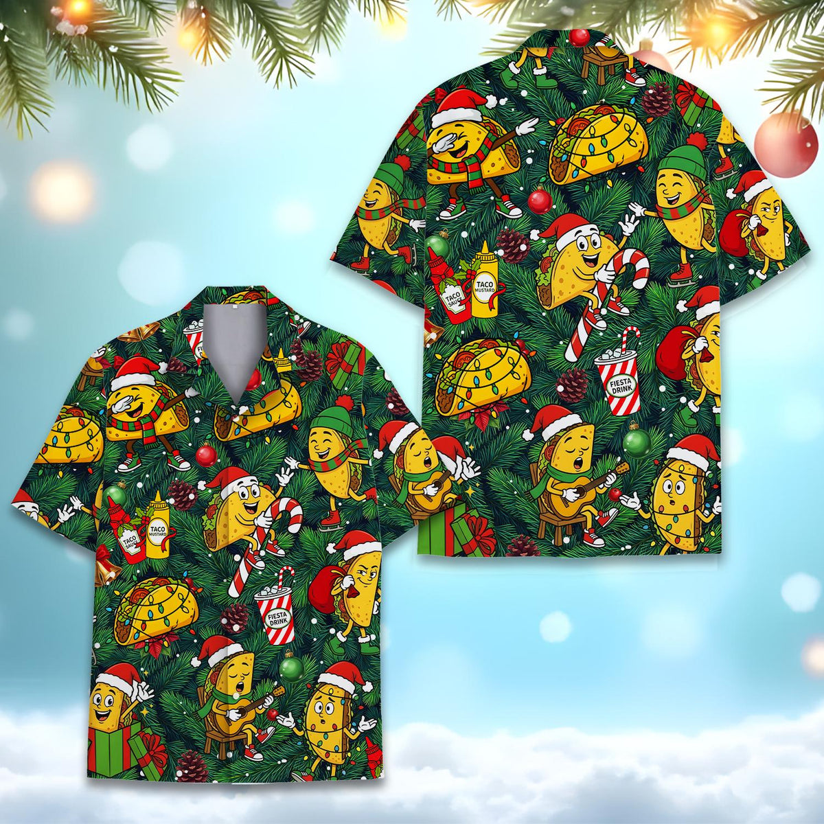 Fourth lifestyle view of the matching family hawaiian shirts