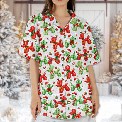 Another lifestyle shot of the holiday hawaiian shirt