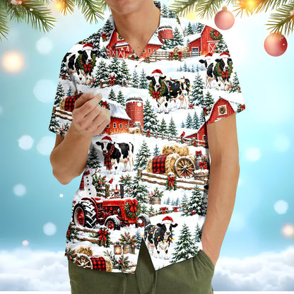 Fourth lifestyle view of the christmas hawaiian shirt in a festive holiday setting