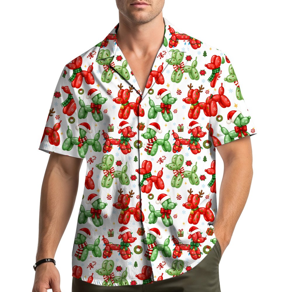 Lifestyle photo showing the family matching hawaiian shirts in action