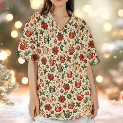 Seventh lifestyle view of the festive hawaiian shirt