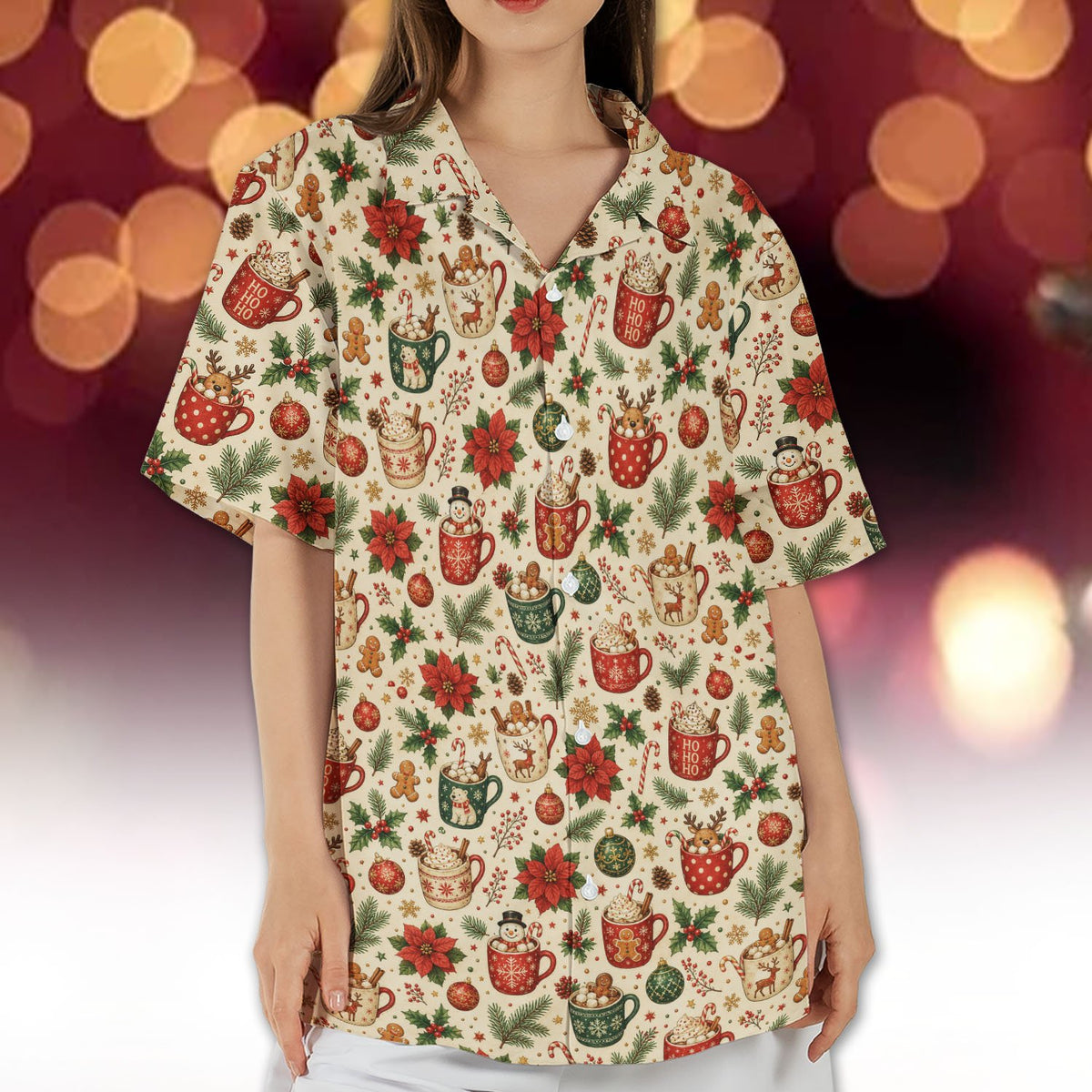 Eighth lifestyle view of the holiday hawaiian shirt