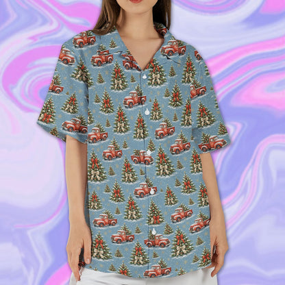 Ninth lifestyle view of the matching family hawaiian shirts being worn together
