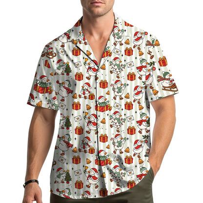 Lifestyle view of the Christmas hawaiian shirt worn casually