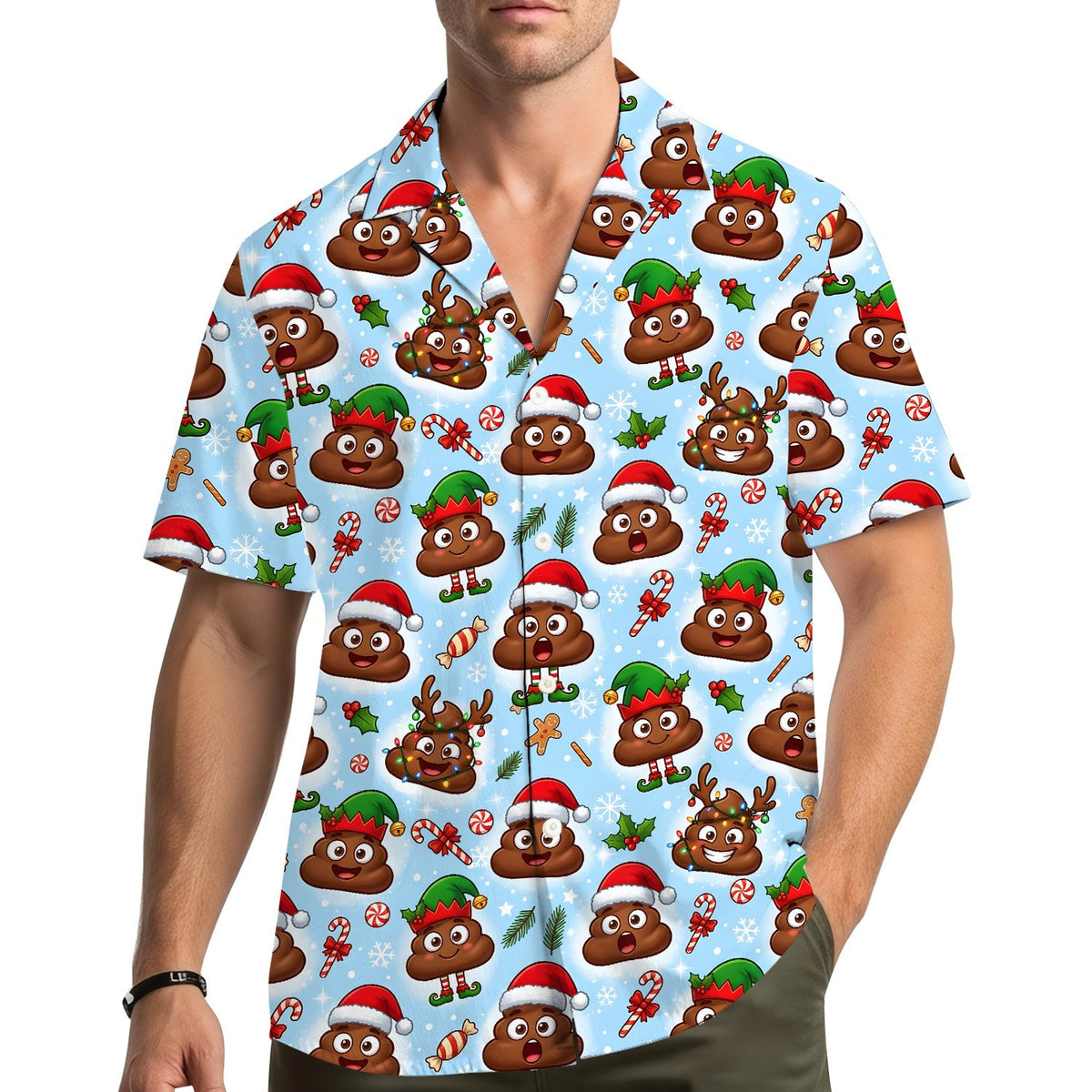 Lifestyle view of someone wearing the matching family hawaiian shirt outdoors