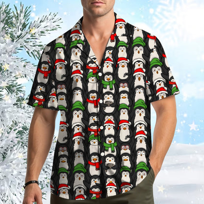 Lifestyle shot of a family wearing the matching Christmas hawaiian shirts