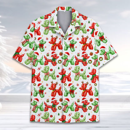 Lifestyle view of a person wearing the Christmas hawaiian shirt