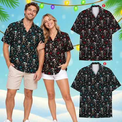 Lifestyle image of a family wearing matching hawaiian shirts