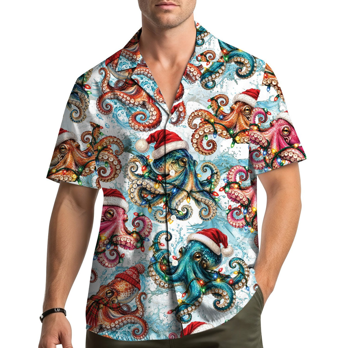 Lifestyle image of the matching family hawaiian shirt outdoors