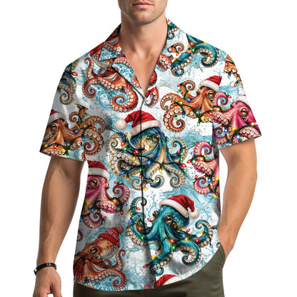 Lifestyle image of the matching family hawaiian shirt outdoors