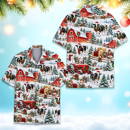 Additional detail view showing the snowy landscape and red barn pattern