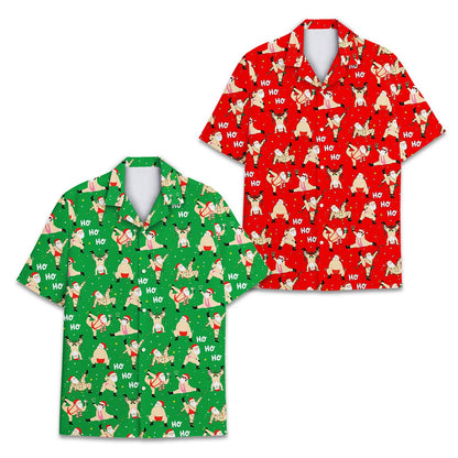 Side angle view showing the sleeve and festive holiday print