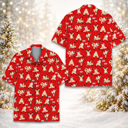 Another detailed view of the colorful holiday hawaiian shirt design