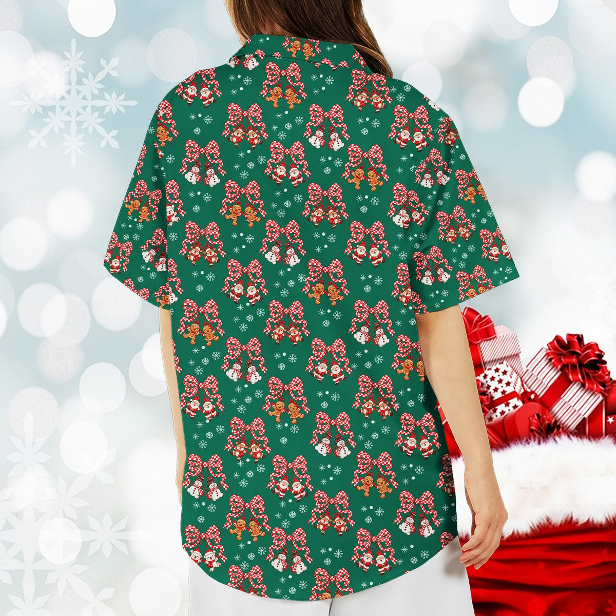 Family matching outfits featuring the holiday hawaiian shirt, alternate view