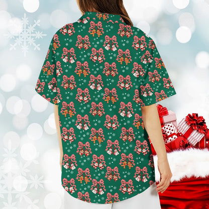Family matching outfits featuring the holiday hawaiian shirt, alternate view