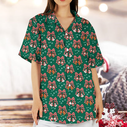 Matching family hawaiian christmas shirt folded neatly