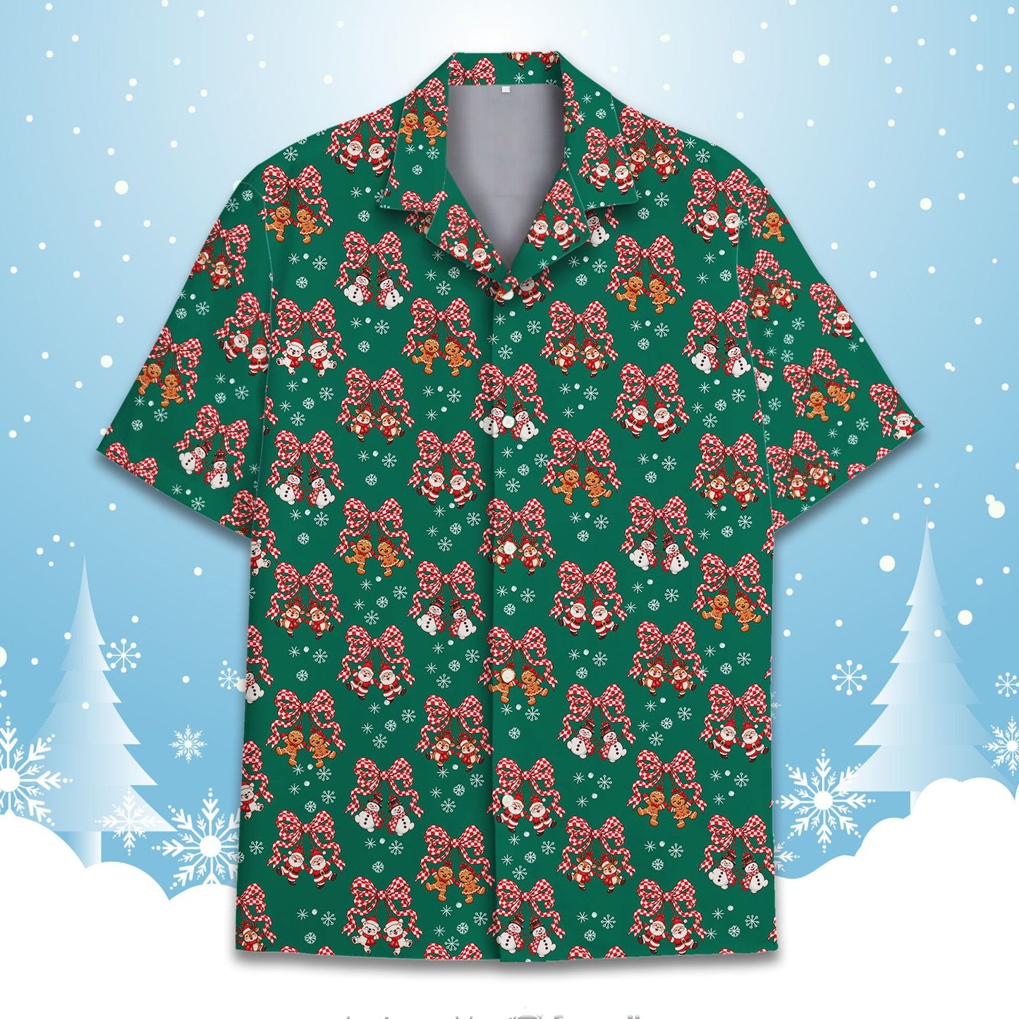 Matching family hawaiian christmas shirt, styled view