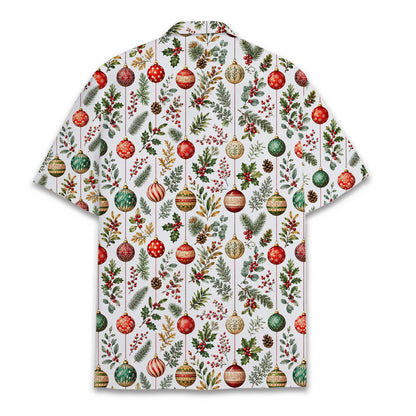 Close-up detail of the hanging Christmas ornaments design