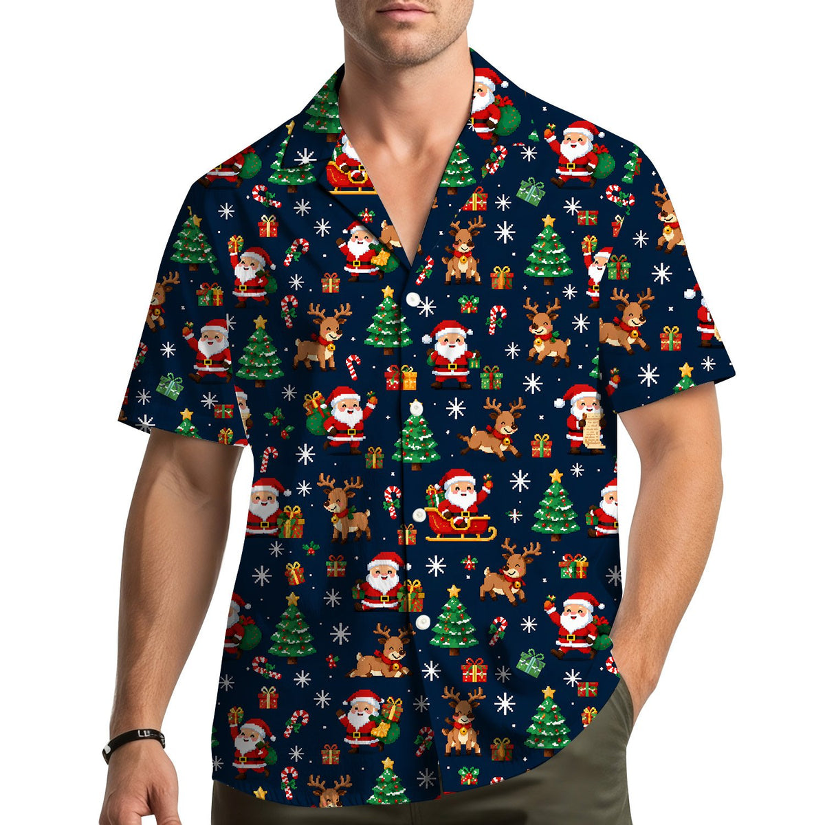Second lifestyle view of the christmas hawaiian shirt