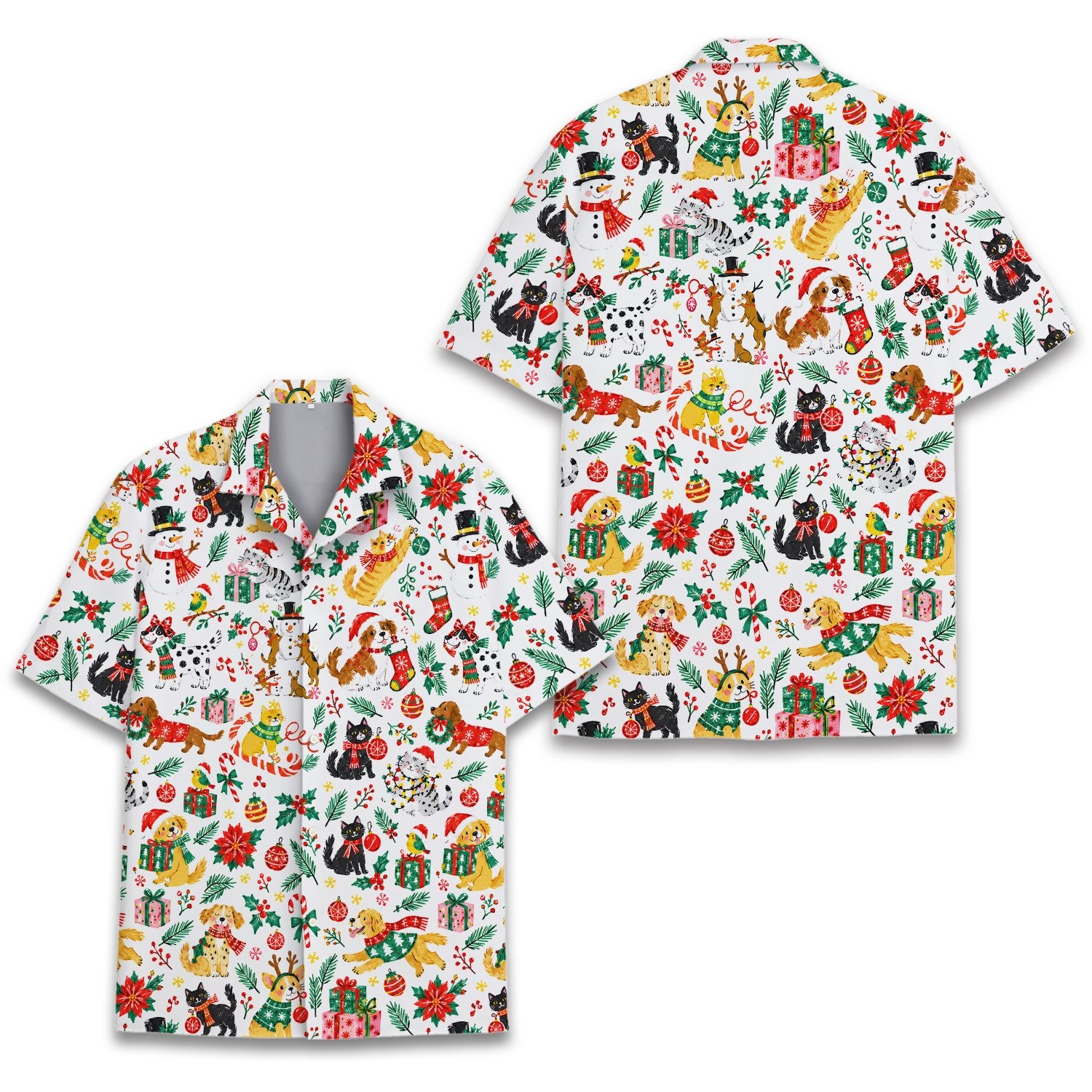 Another front perspective of the holiday hawaiian shirt