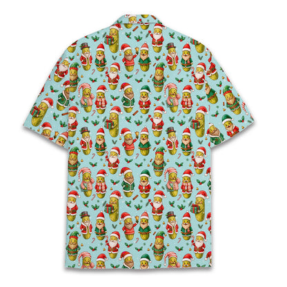 Back view of the christmas pickle hawaiian shirt