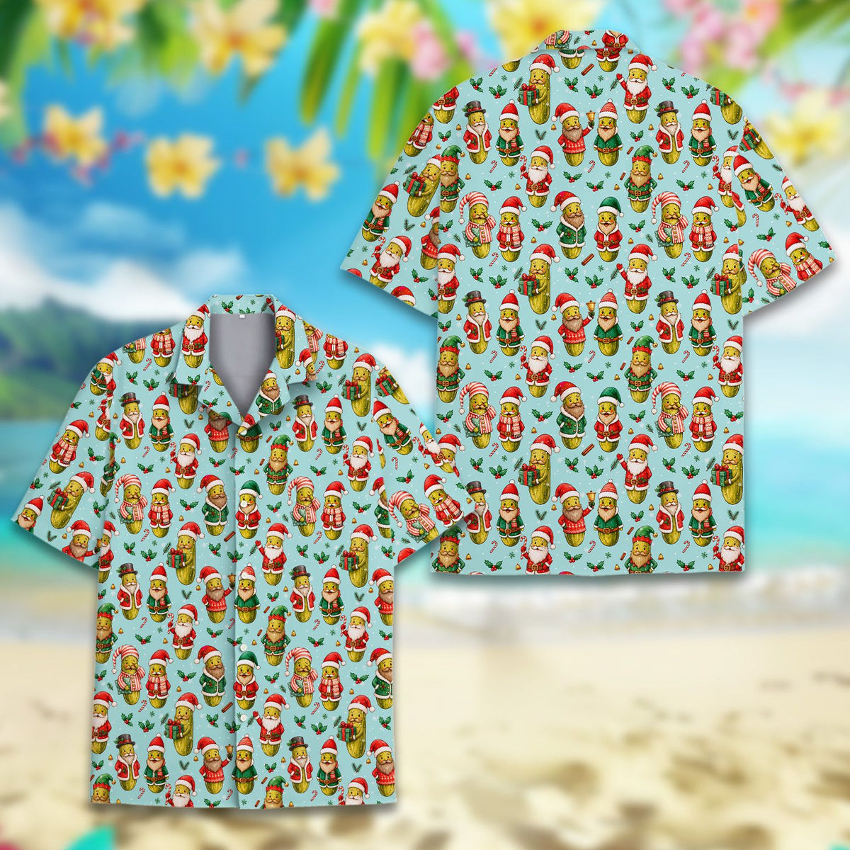 Alternative front view of the festive hawaiian shirt