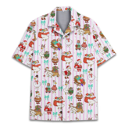 Front view 3 of hawaiian shirt with christmas ducks