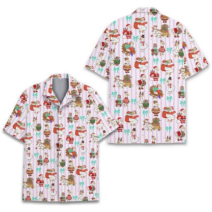 Front view 6 of christmas hawaiian shirt with green bows