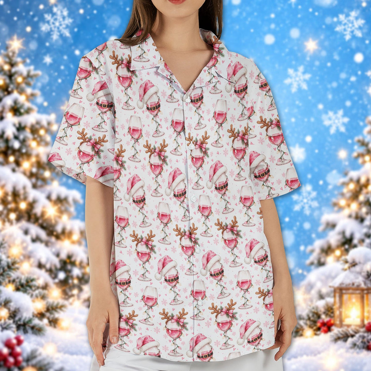 Holiday lifestyle shot featuring the matching family Hawaiian shirts