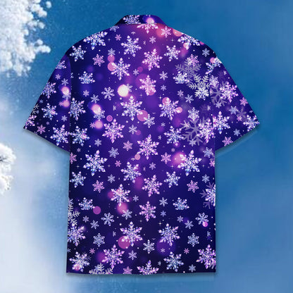 Purple christmas hawaiian shirt back flat lay view